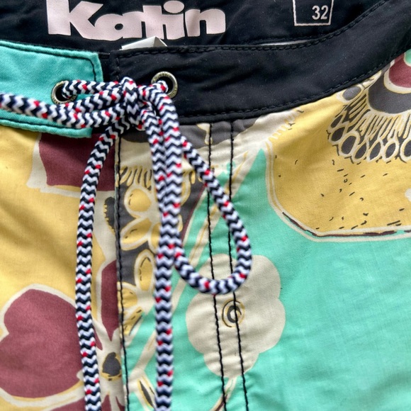 Katin Men's Floral Board Shorts - Yellow, Aqua, Burgundy - Picture 4 of 4